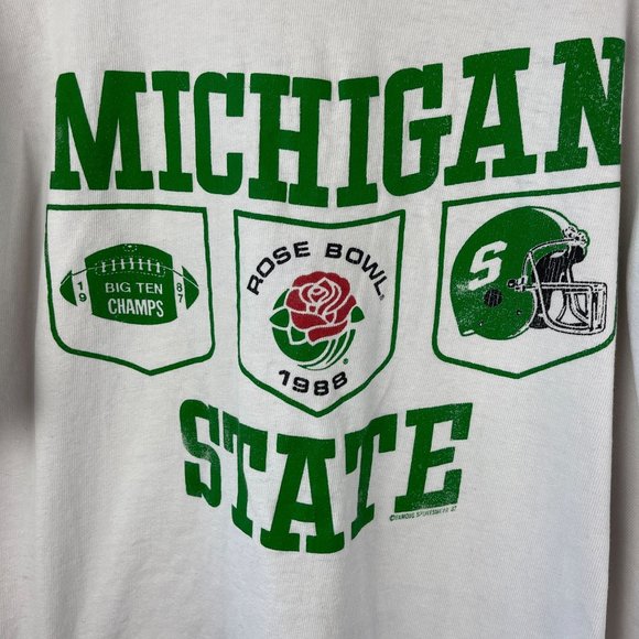 Vintage Michigan State Spartans Rose Bowl 88 Sweatshirt Mens XL White Pullover - Picture 4 of 10